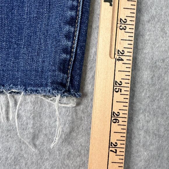 Kut From The Cloth Distressed Jeans Womens 12 Blue Medium Wash Raw Hem Mid Rise - Picture 10 of 11